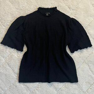 Black Knit Sweater Short Sleeve Top